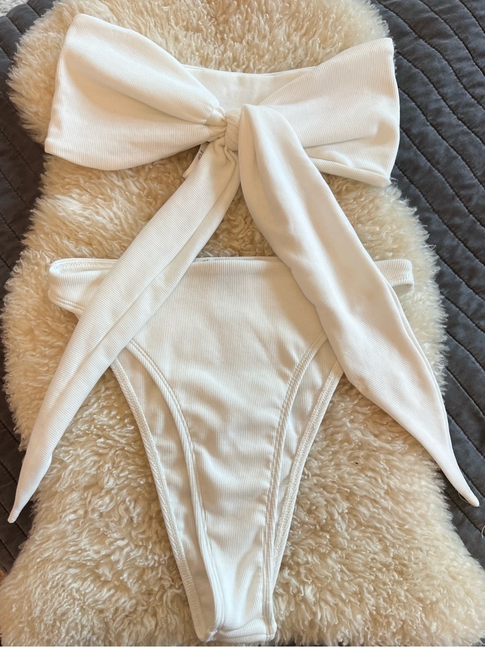 ✨ Effortless Beach Elegance: JLUXLABEL White Ribbed Bikini Set ✨